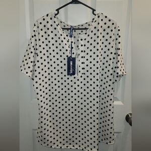 Elegant Polka Dot Blouse - Black and White